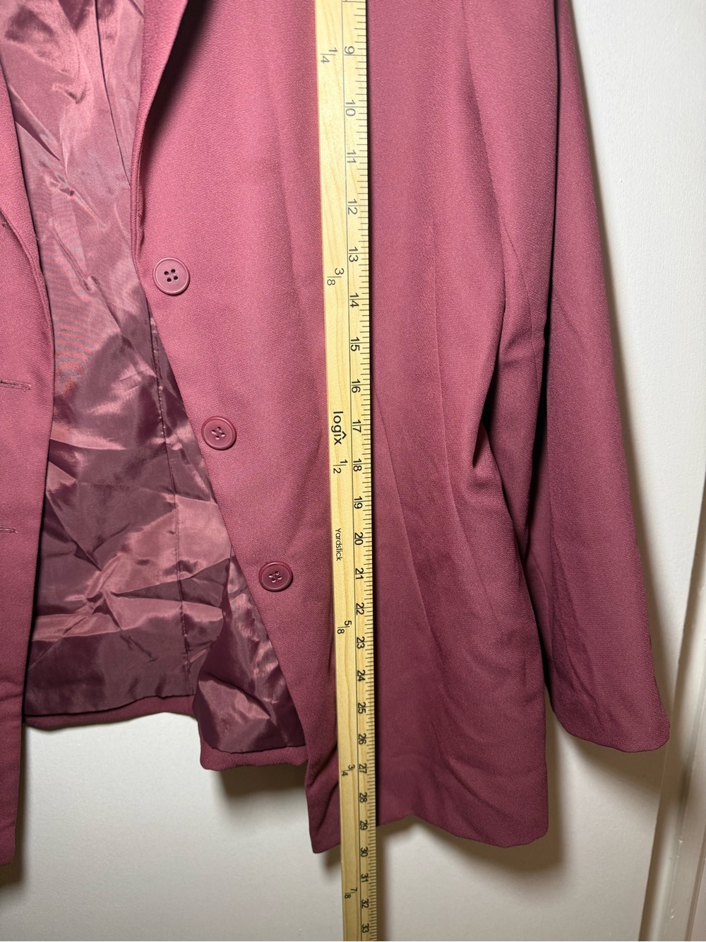 Vintage Mary McFadden Collection Pink Solid Button Front Blazer Jacket Size 16 - Picture 7 of 8